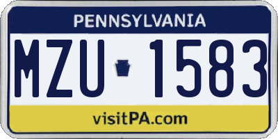 PA license plate MZU1583