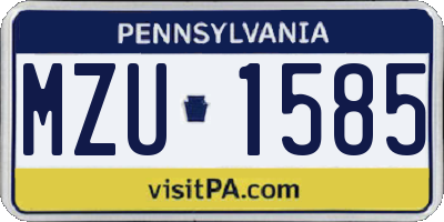 PA license plate MZU1585