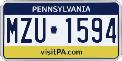 PA license plate MZU1594