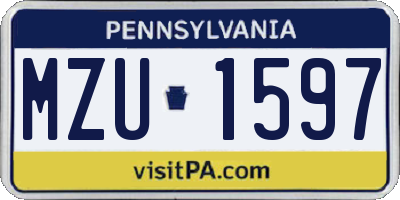 PA license plate MZU1597
