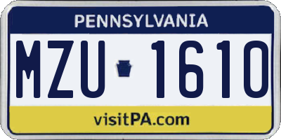 PA license plate MZU1610