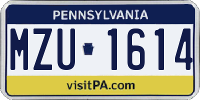 PA license plate MZU1614
