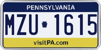 PA license plate MZU1615