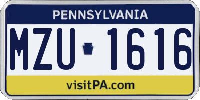 PA license plate MZU1616