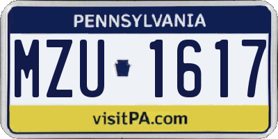 PA license plate MZU1617
