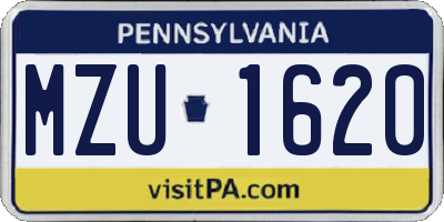 PA license plate MZU1620