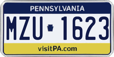 PA license plate MZU1623
