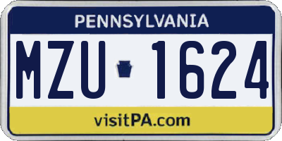 PA license plate MZU1624