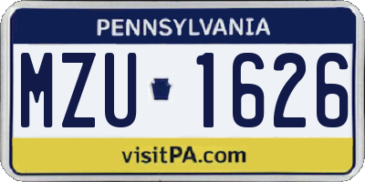 PA license plate MZU1626