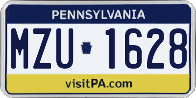 PA license plate MZU1628