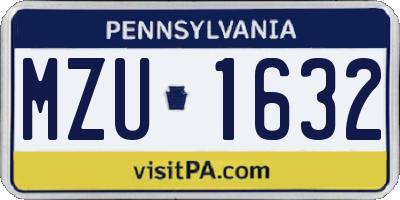 PA license plate MZU1632