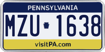 PA license plate MZU1638
