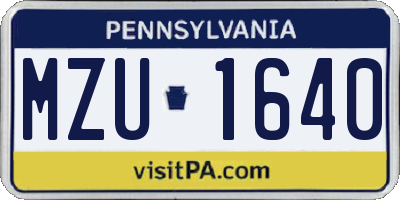 PA license plate MZU1640