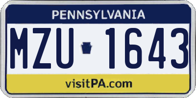 PA license plate MZU1643