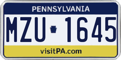 PA license plate MZU1645