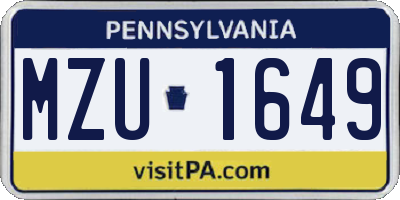 PA license plate MZU1649