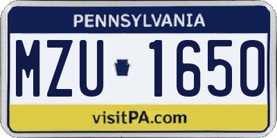 PA license plate MZU1650