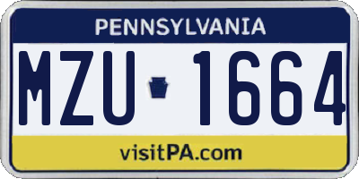 PA license plate MZU1664