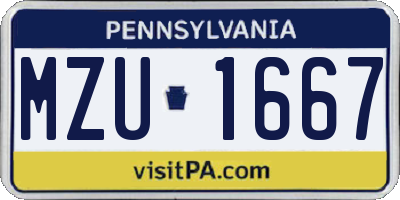 PA license plate MZU1667