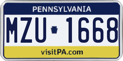 PA license plate MZU1668