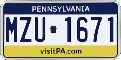 PA license plate MZU1671