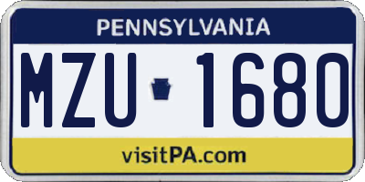 PA license plate MZU1680