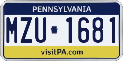PA license plate MZU1681
