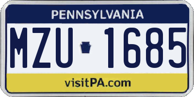 PA license plate MZU1685
