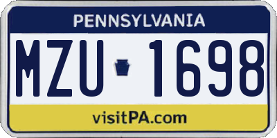 PA license plate MZU1698