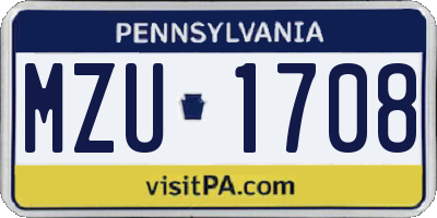 PA license plate MZU1708