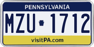 PA license plate MZU1712