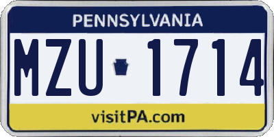 PA license plate MZU1714