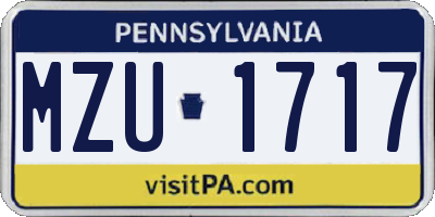 PA license plate MZU1717