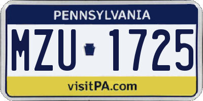 PA license plate MZU1725