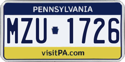 PA license plate MZU1726