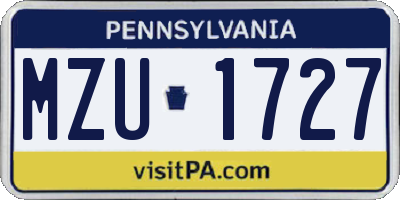 PA license plate MZU1727