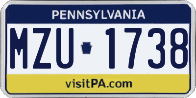 PA license plate MZU1738