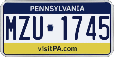 PA license plate MZU1745