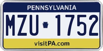 PA license plate MZU1752
