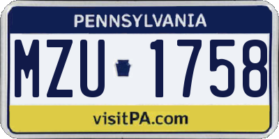 PA license plate MZU1758