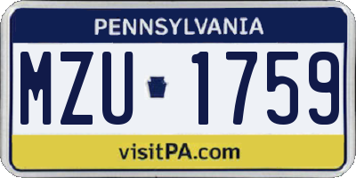 PA license plate MZU1759