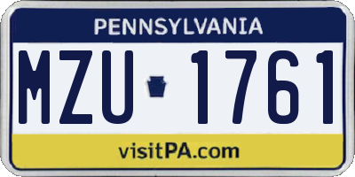 PA license plate MZU1761