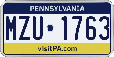 PA license plate MZU1763