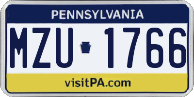 PA license plate MZU1766