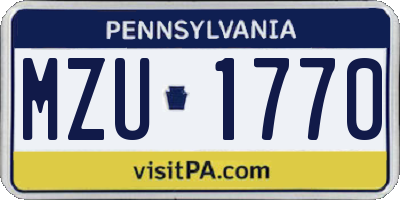 PA license plate MZU1770