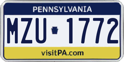 PA license plate MZU1772