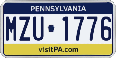 PA license plate MZU1776