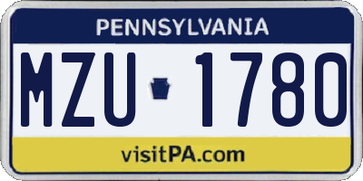 PA license plate MZU1780