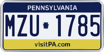 PA license plate MZU1785