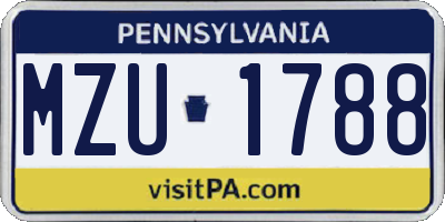 PA license plate MZU1788
